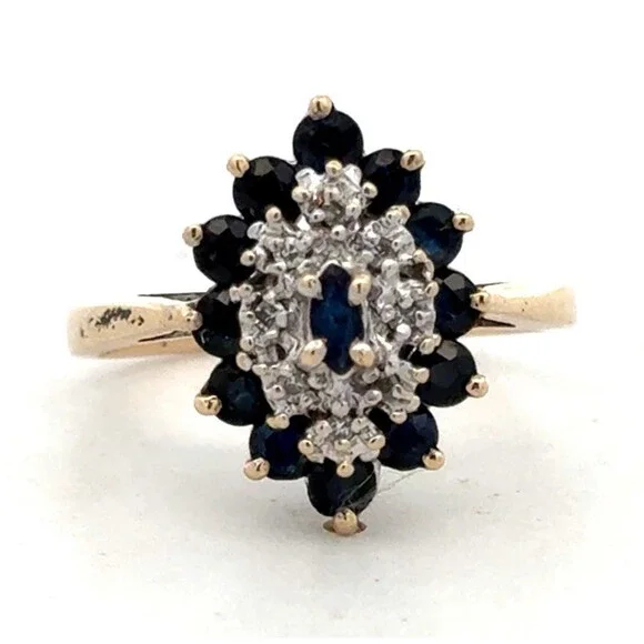 Designer GTR 10KP Yellow Gold Sapphire Diamond Double Halo Oval Cocktail Ring